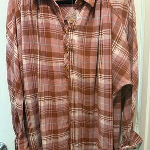 We the free oversized Plaid Button-Up Men's Shirt